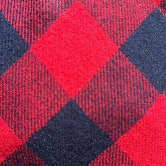 Lands End Crossbody-Red/Navy Plaid Flannel Exterior-Navy Trim-Cloth Strap- - Picture 6 of 16